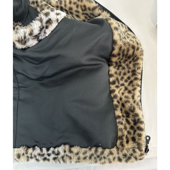 Cejon Accessories Inc Vest Faux Fur Leopard Print Mob Wife Full Front Zip Sz L - Picture 6 of 12